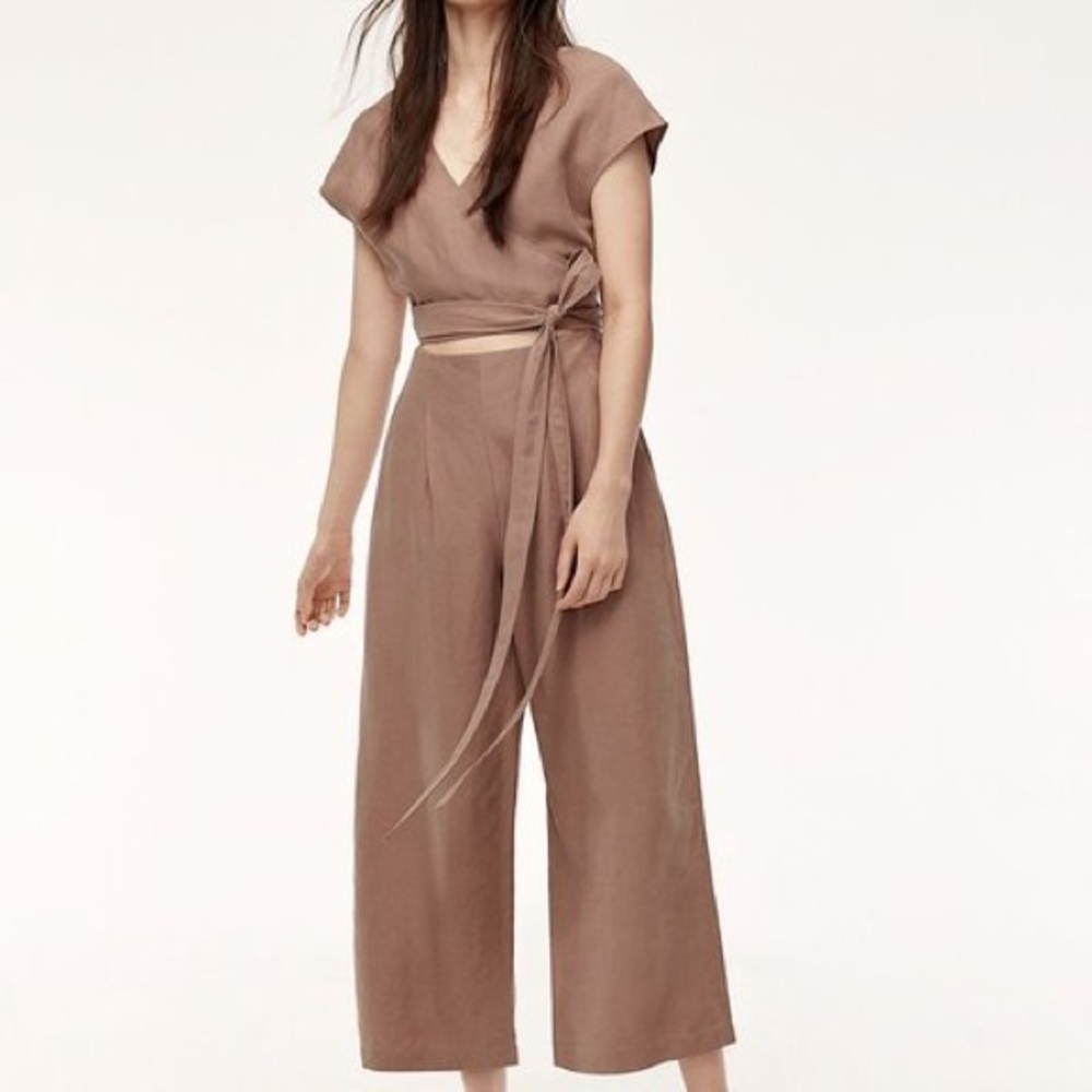 Aritzia Wilfred Brax Jumpsuit in Nutmeg